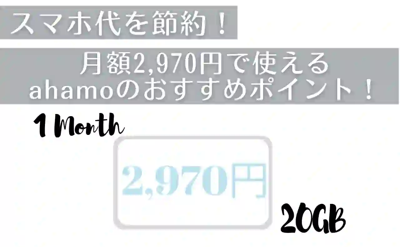 【月額2,970円で20GB！】ahamoがおすすめな理由とは？　1Month　20GB