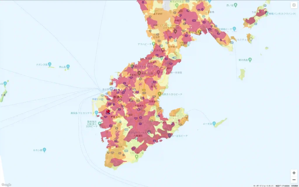 ドコモサービスエリアマップ（沖縄南部）